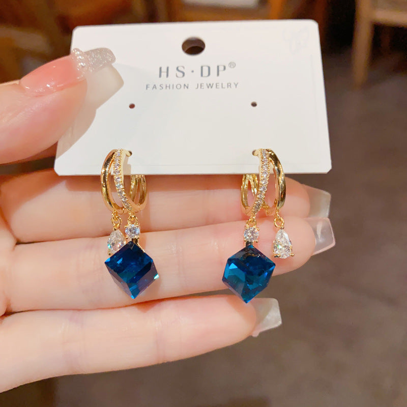 “Aurora Kiss”--Blue Crystal Earrings