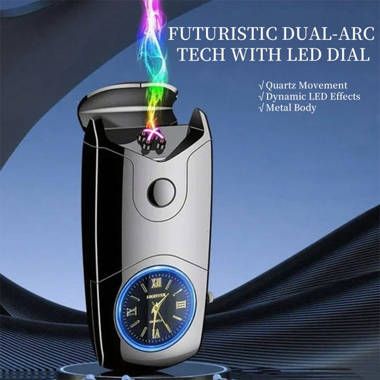 🏎🔥 Trendy sports car-style dual arc lighter with charging function - colorful light dial and metal body