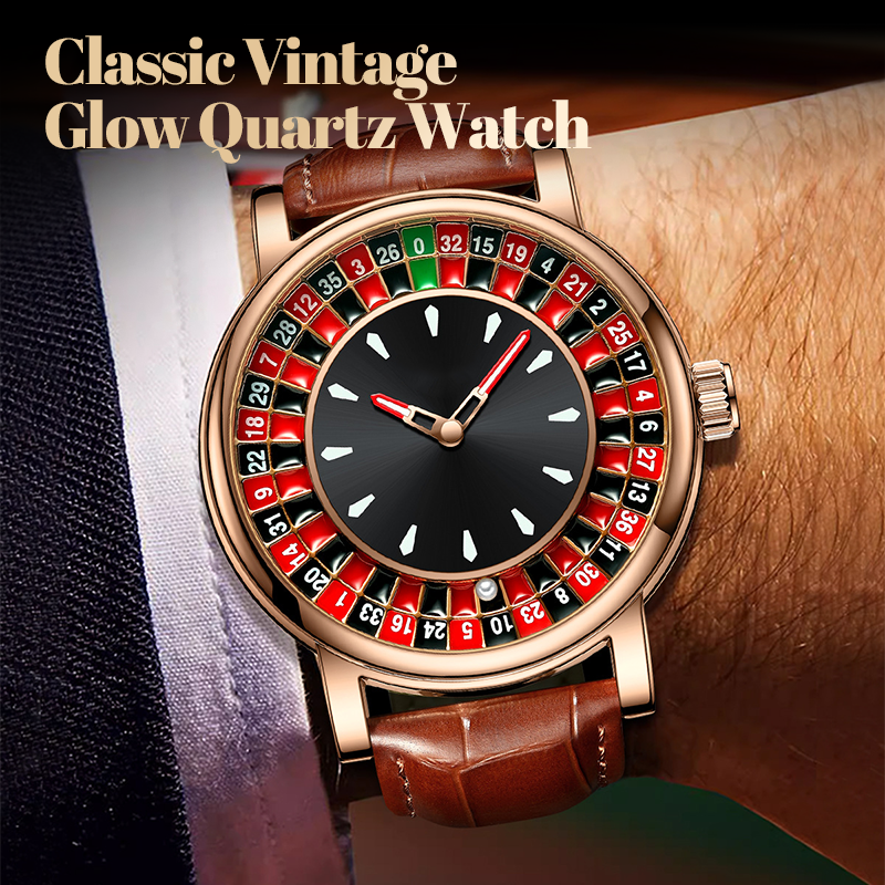 Men's large dial watch with openwork dial