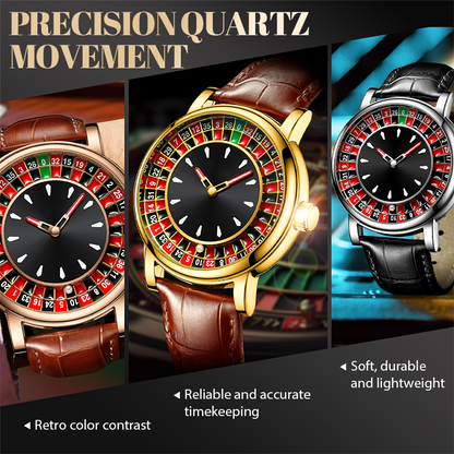 Men's large dial watch with openwork dial