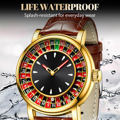 Men's large dial watch with openwork dial