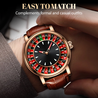 Men's large dial watch with openwork dial