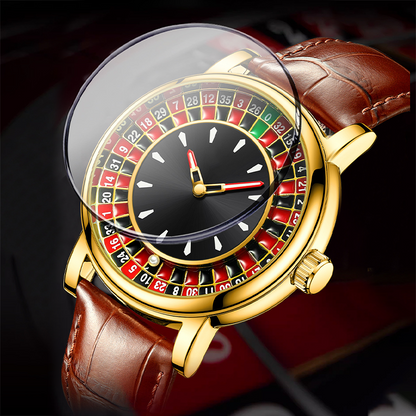 Men's large dial watch with openwork dial