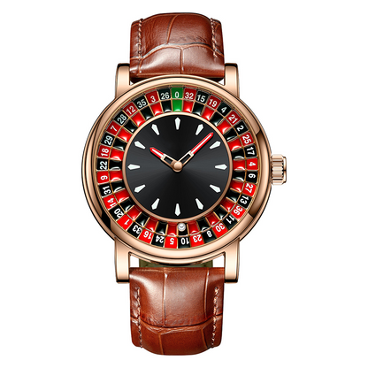 Men's large dial watch with openwork dial