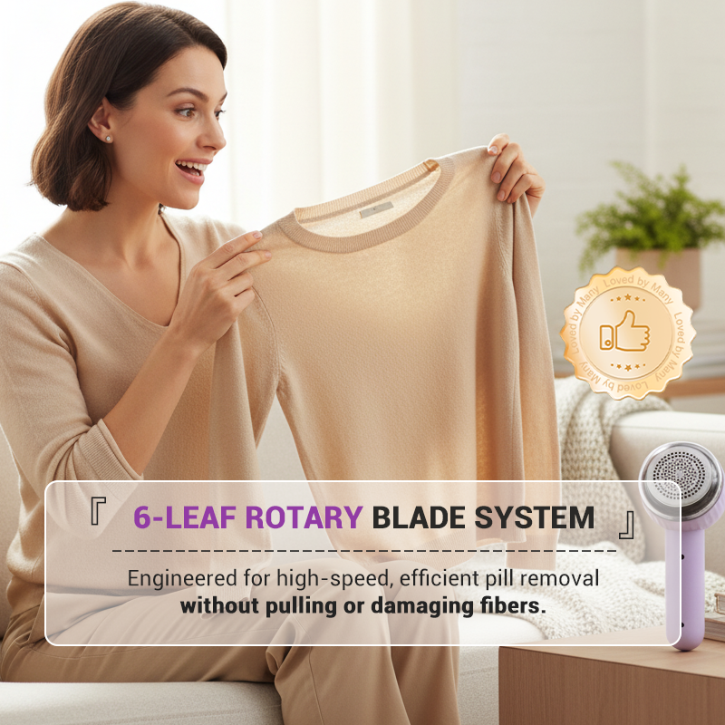 💫 “Six-Blade Cyclone” Powerful Fabric Lint Remover