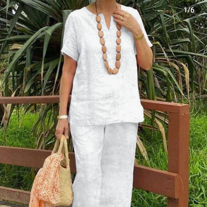 🥳2026 HOT SALE🥳💞50K+ SOLD!💕💫 50% OFF! Women's V-Neck Loose Fit Set – Cotton-linen blend, airy silhouette. Flattering on all body types. Versatile for any occasion. Your new favourite. 🛡️🕊️