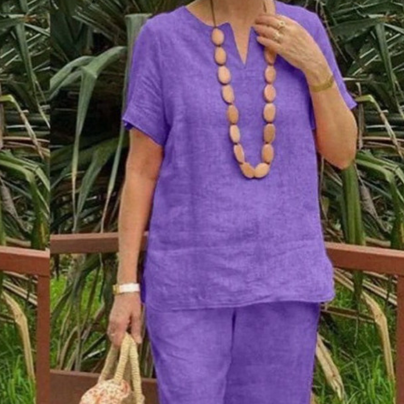 🥳2026 HOT SALE🥳💞50K+ SOLD!💕💫 50% OFF! Women's V-Neck Loose Fit Set – Cotton-linen blend, airy silhouette. Flattering on all body types. Versatile for any occasion. Your new favourite. 🛡️🕊️