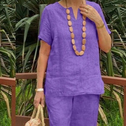🥳2026 HOT SALE🥳💞50K+ SOLD!💕💫 50% OFF! Women's V-Neck Loose Fit Set – Cotton-linen blend, airy silhouette. Flattering on all body types. Versatile for any occasion. Your new favourite. 🛡️🕊️