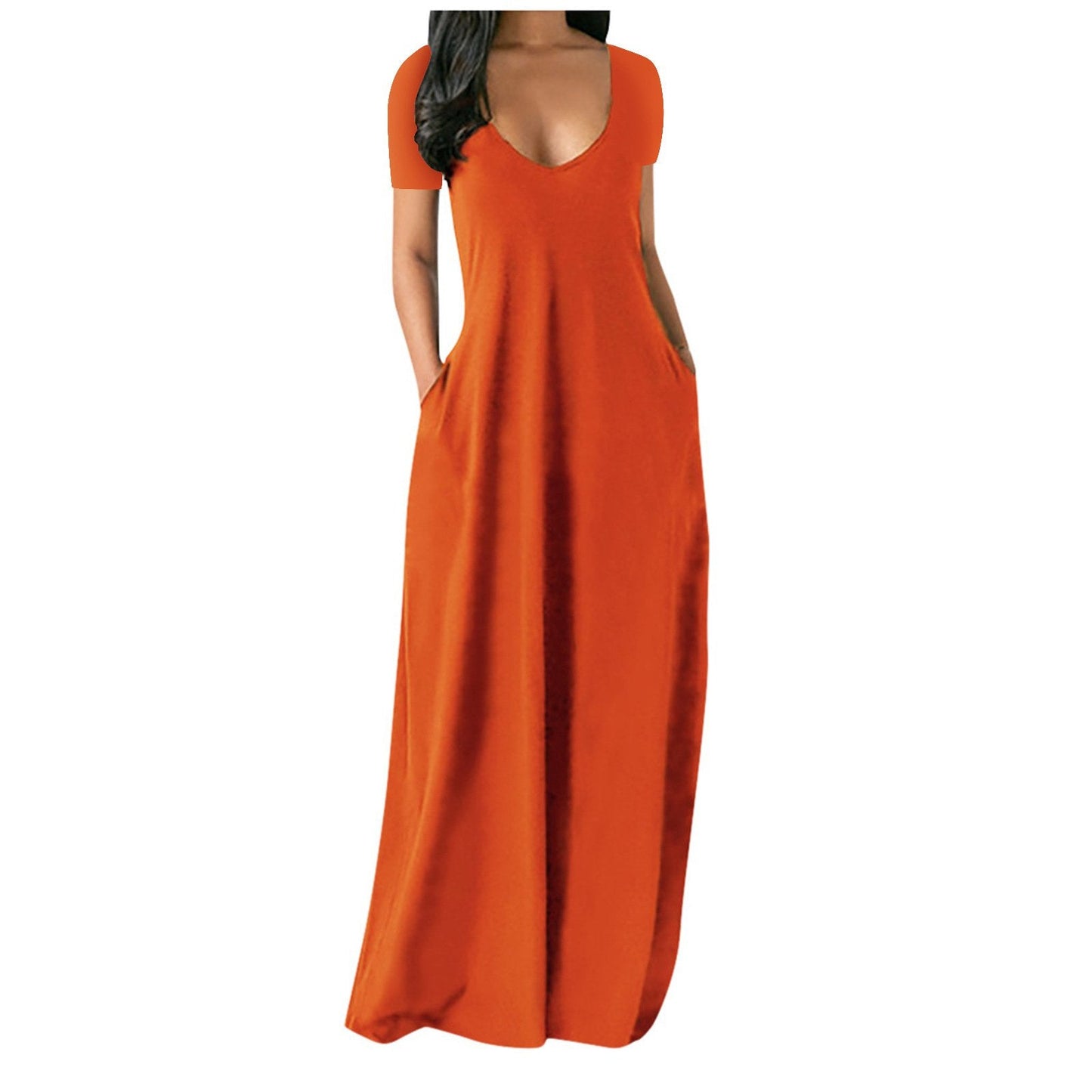 🍃Women's Round Neck Short Sleeve Casual Soft Fabric Long Dress