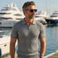 Men's Short Sleeve Ribbed Knit Zip-Up Shirt