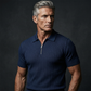Men's Short Sleeve Ribbed Knit Zip-Up Shirt