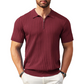 Men's Short Sleeve Ribbed Knit Zip-Up Shirt