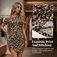 Asymmetrical Neck Leopard Print Mini Dress