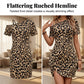Asymmetrical Neck Leopard Print Mini Dress