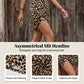 Asymmetrical Neck Leopard Print Mini Dress