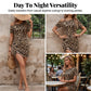 Asymmetrical Neck Leopard Print Mini Dress