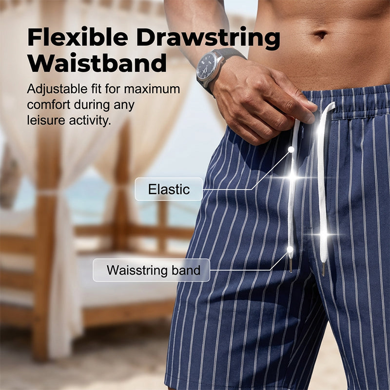 Men's Vertical Stripe Beachwear Set