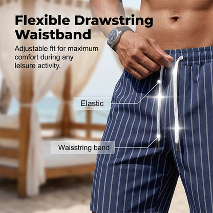 Men's Vertical Stripe Beachwear Set