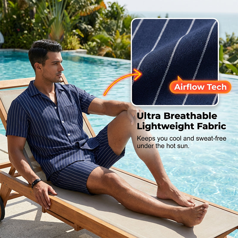 Men's Vertical Stripe Beachwear Set