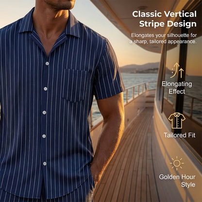 Men's Vertical Stripe Beachwear Set