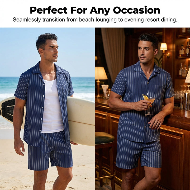 Men's Vertical Stripe Beachwear Set