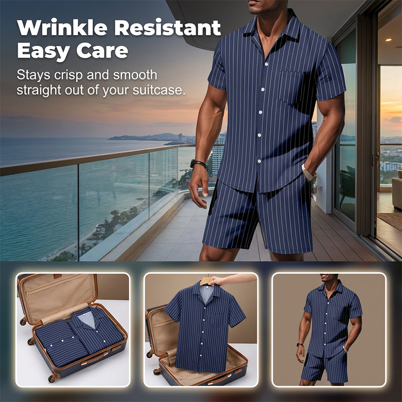 Men's Vertical Stripe Beachwear Set