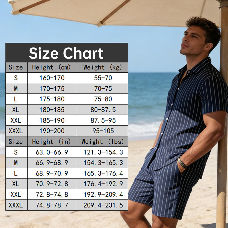 Men's Vertical Stripe Beachwear Set