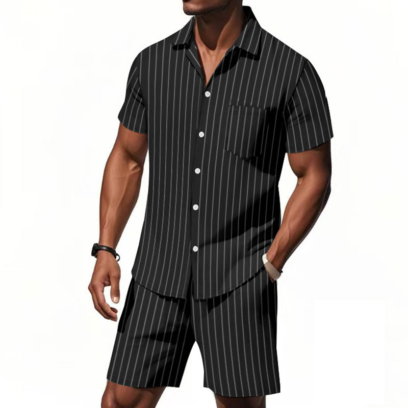 Men's Vertical Stripe Beachwear Set