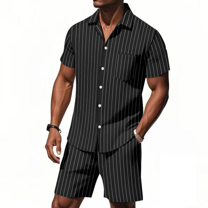 Men's Vertical Stripe Beachwear Set