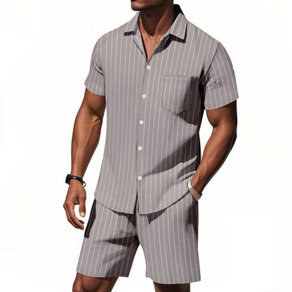 Men's Vertical Stripe Beachwear Set