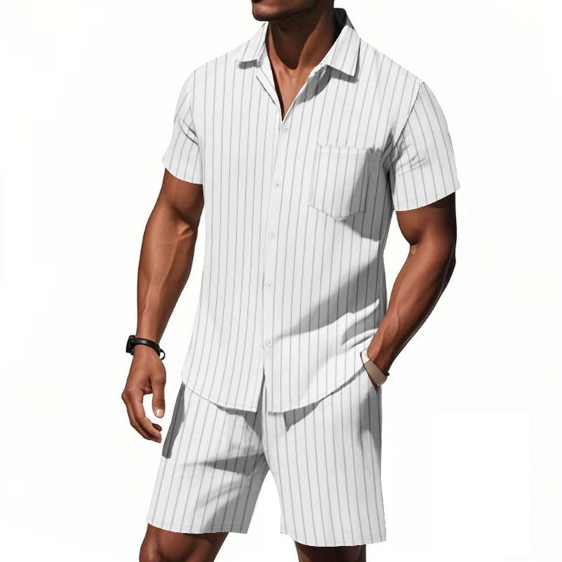 Men's Vertical Stripe Beachwear Set