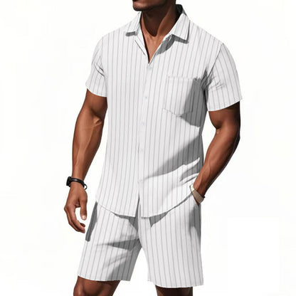 Men's Vertical Stripe Beachwear Set