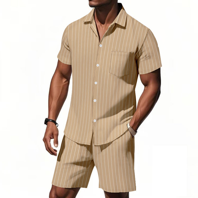Men's Vertical Stripe Beachwear Set