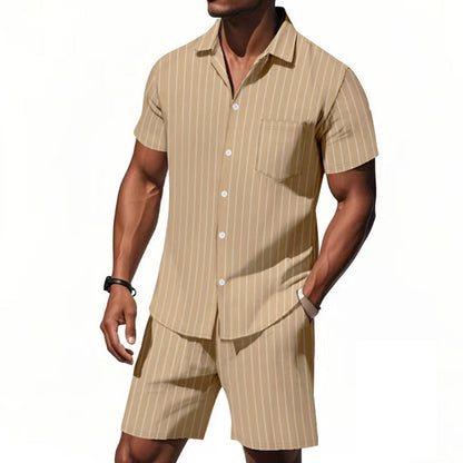 Men's Vertical Stripe Beachwear Set