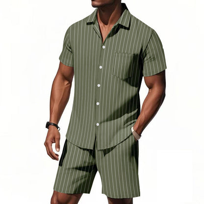 Men's Vertical Stripe Beachwear Set