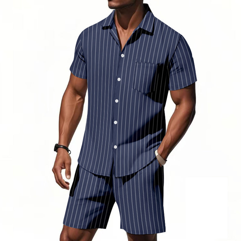 Men's Vertical Stripe Beachwear Set