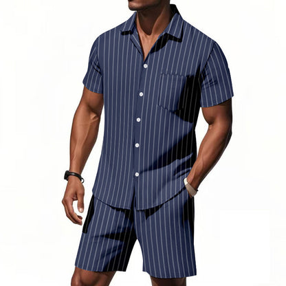 Men's Vertical Stripe Beachwear Set