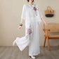 Vintage Embroidered Cotton Linen 2-Piece Set