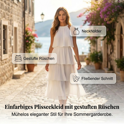 Damen gestuftes Sommerkleid mit Plissee