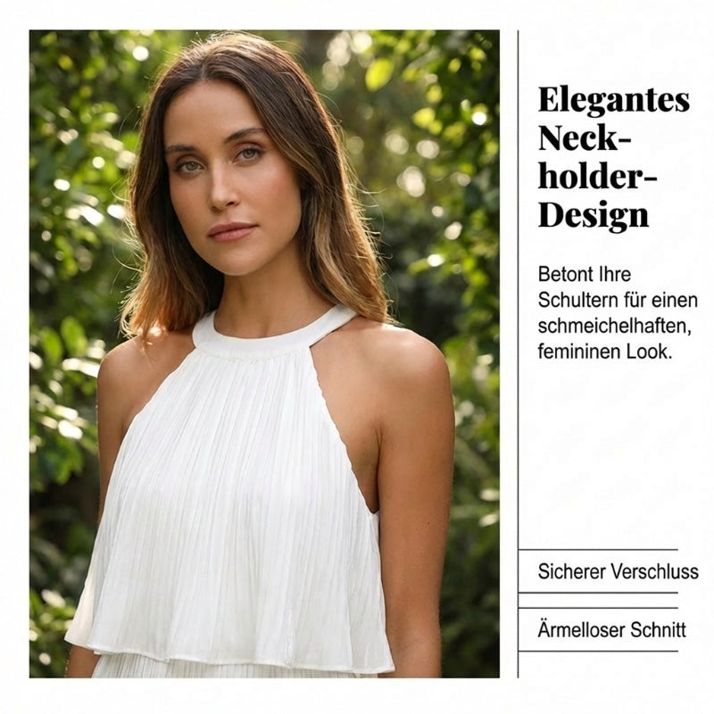 Damen gestuftes Sommerkleid mit Plissee