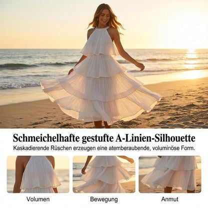 Damen gestuftes Sommerkleid mit Plissee