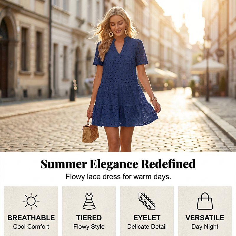 Women's Summer Lace Flowy Babydoll Dress