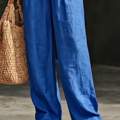 Solid Color Sleeveless Top and Trousers Lounge Set