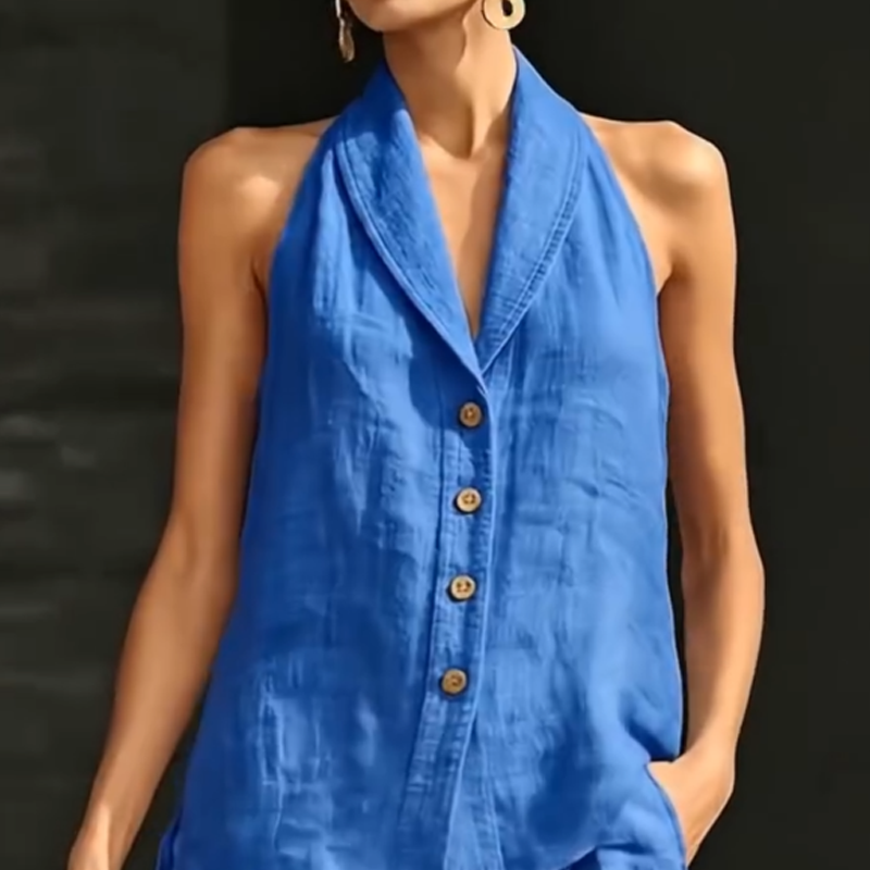 Solid Color Sleeveless Top and Trousers Lounge Set