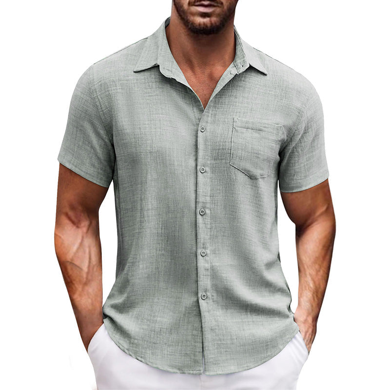 Men's Casual Solid Color Short Sleeve Shirt