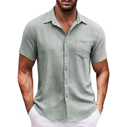 Men's Casual Solid Color Short Sleeve Shirt