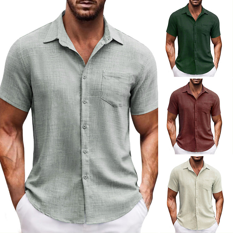 Men's Casual Solid Color Short Sleeve Shirt