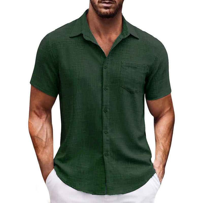 Men's Casual Solid Color Short Sleeve Shirt