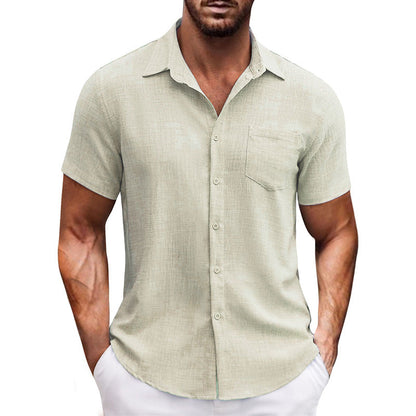 Men's Casual Solid Color Short Sleeve Shirt