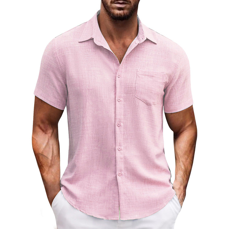 Men's Casual Solid Color Short Sleeve Shirt